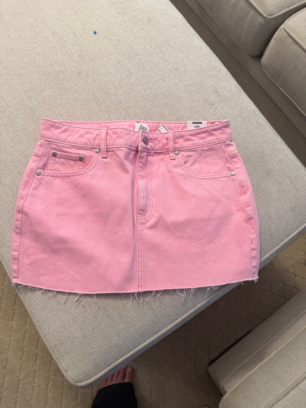 NWT PINK Victoria's Secret Pastel Pink Denim Mini Skirt